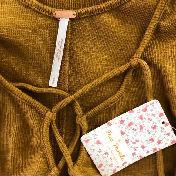 [Free People] Emmylou Lace Up Tank Top Gold - Picture 7 of 8